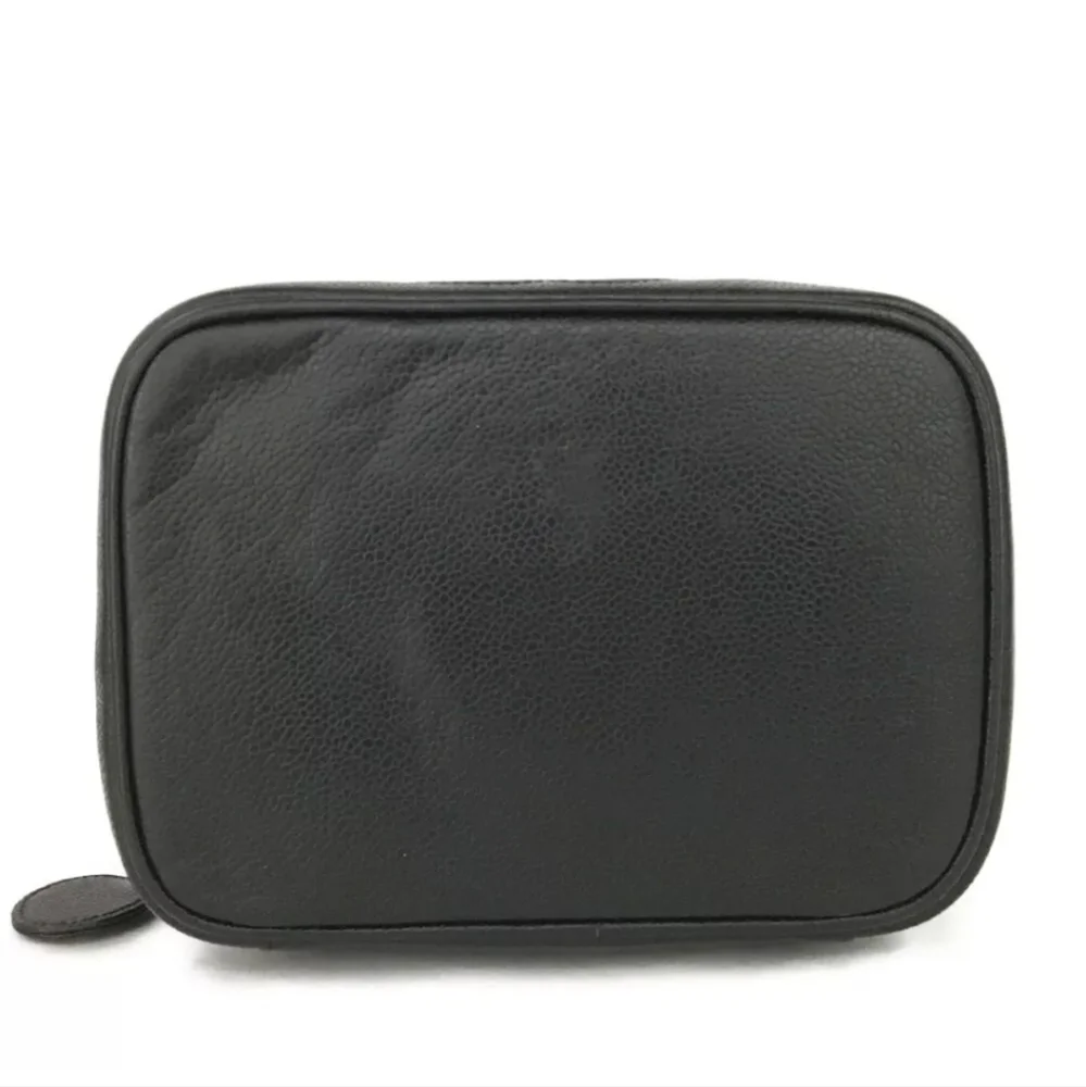 CHANEL CC Logo Grained Calfskin Cosmetics Vanity Hand Bag - Picture 7 of 12